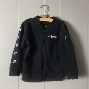 TESLA CYBERQUAD BLACK ZIP FRONT JACKET ZIPPER POCKETS TODDLER SIZE 4T - HTF